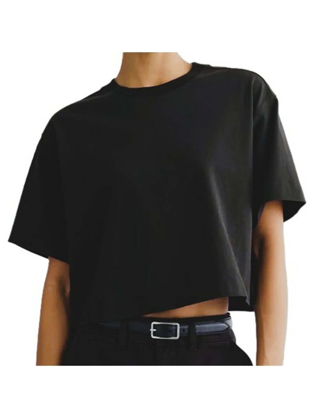 Everlane The Premium Weight Cropped Tee in Black Size Medium NWT
